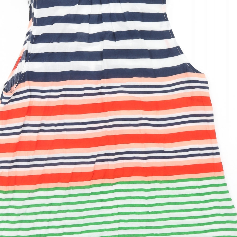 Holly & Whyte Womens Multicoloured Striped Viscose Basic Tank Size 12 V-Neck