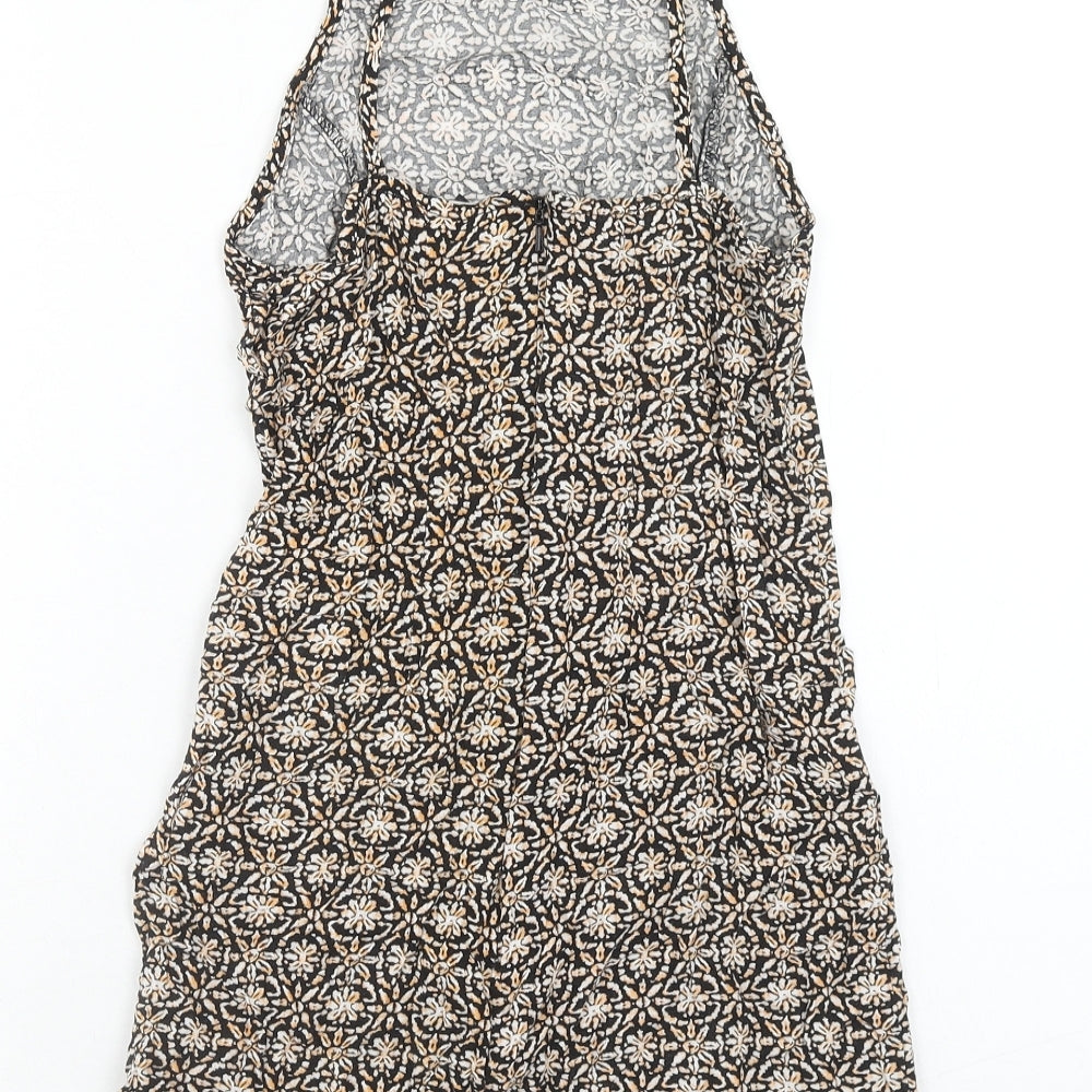 Urban renewal Womens Black Geometric Viscose A-Line Size XS Square Neck Zip