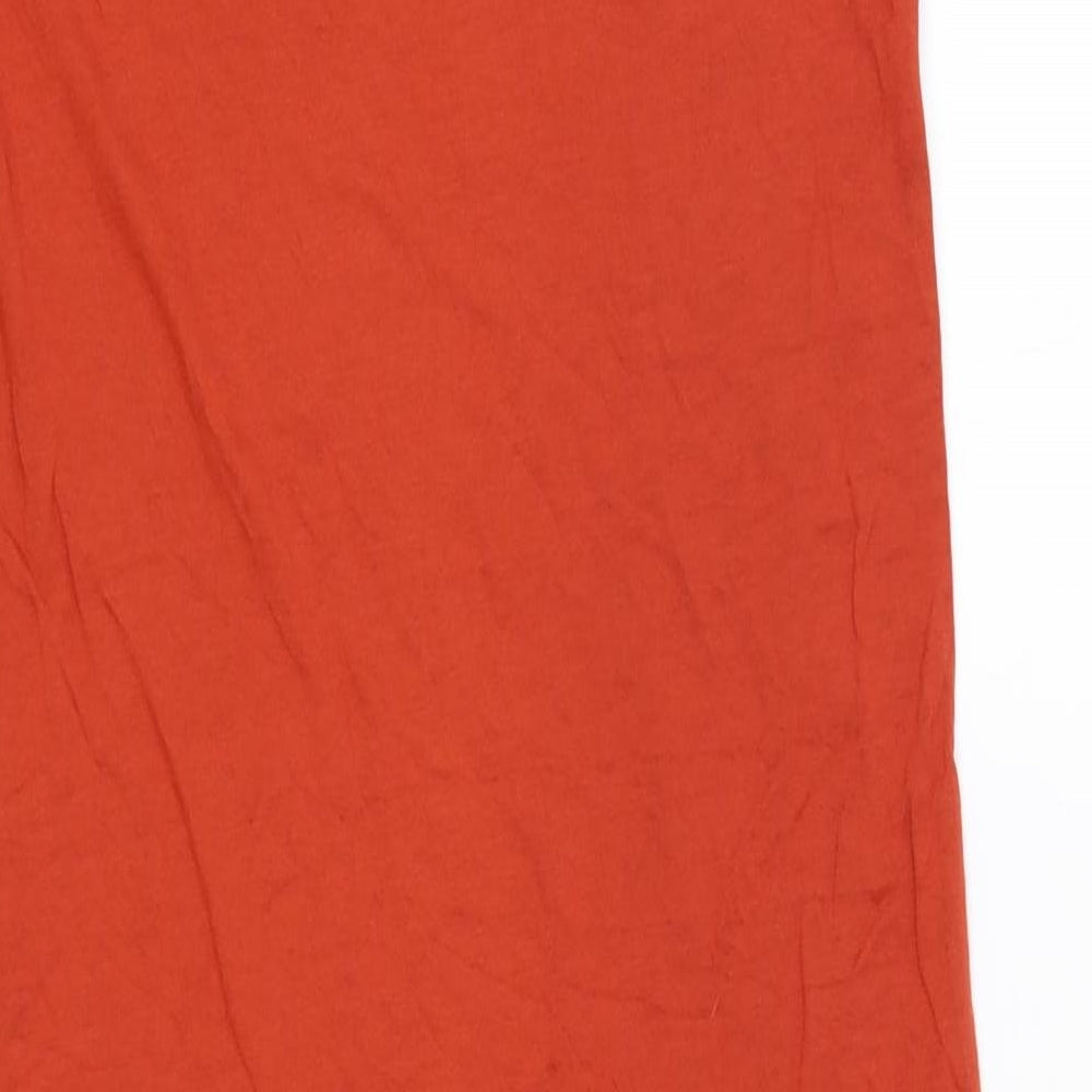 Marks and Spencer Womens Orange Viscose T-Shirt Dress Size S V-Neck Pullover