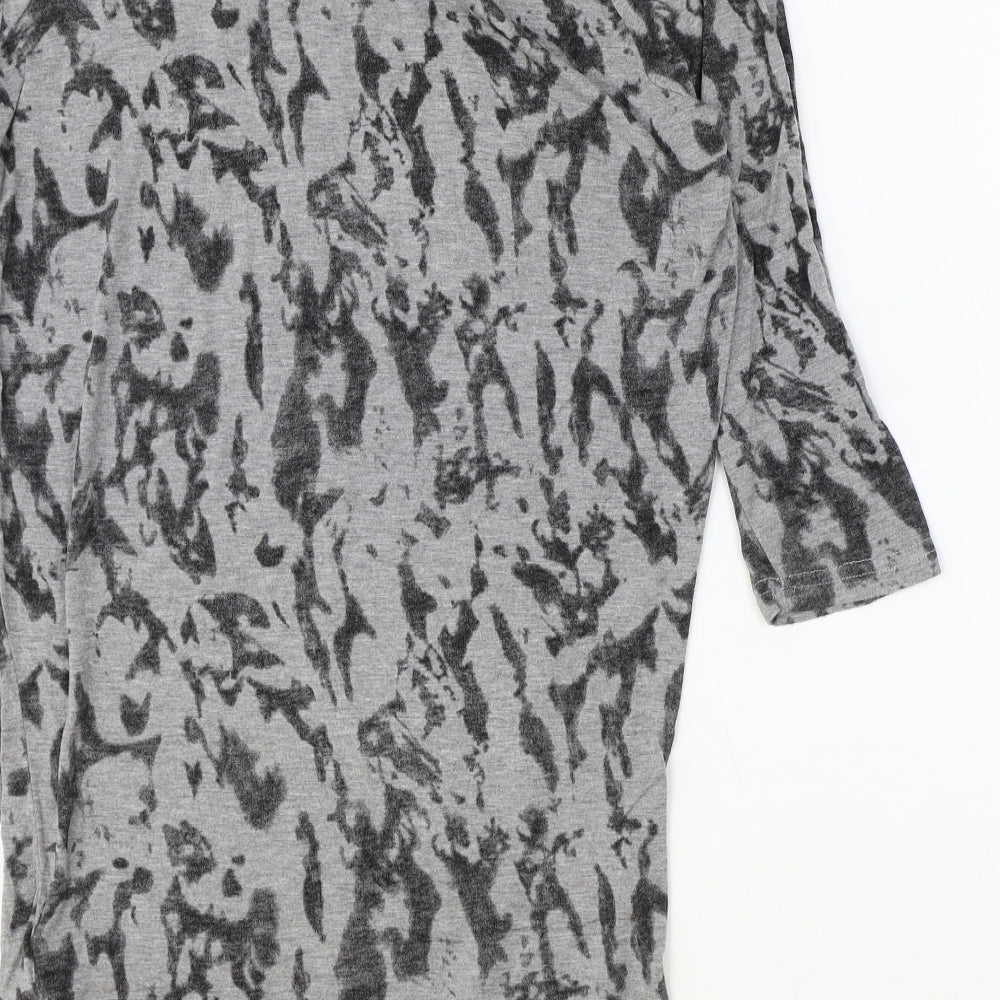 Fransa Womens Grey Geometric Viscose Jumper Dress Size S Cowl Neck Pullover
