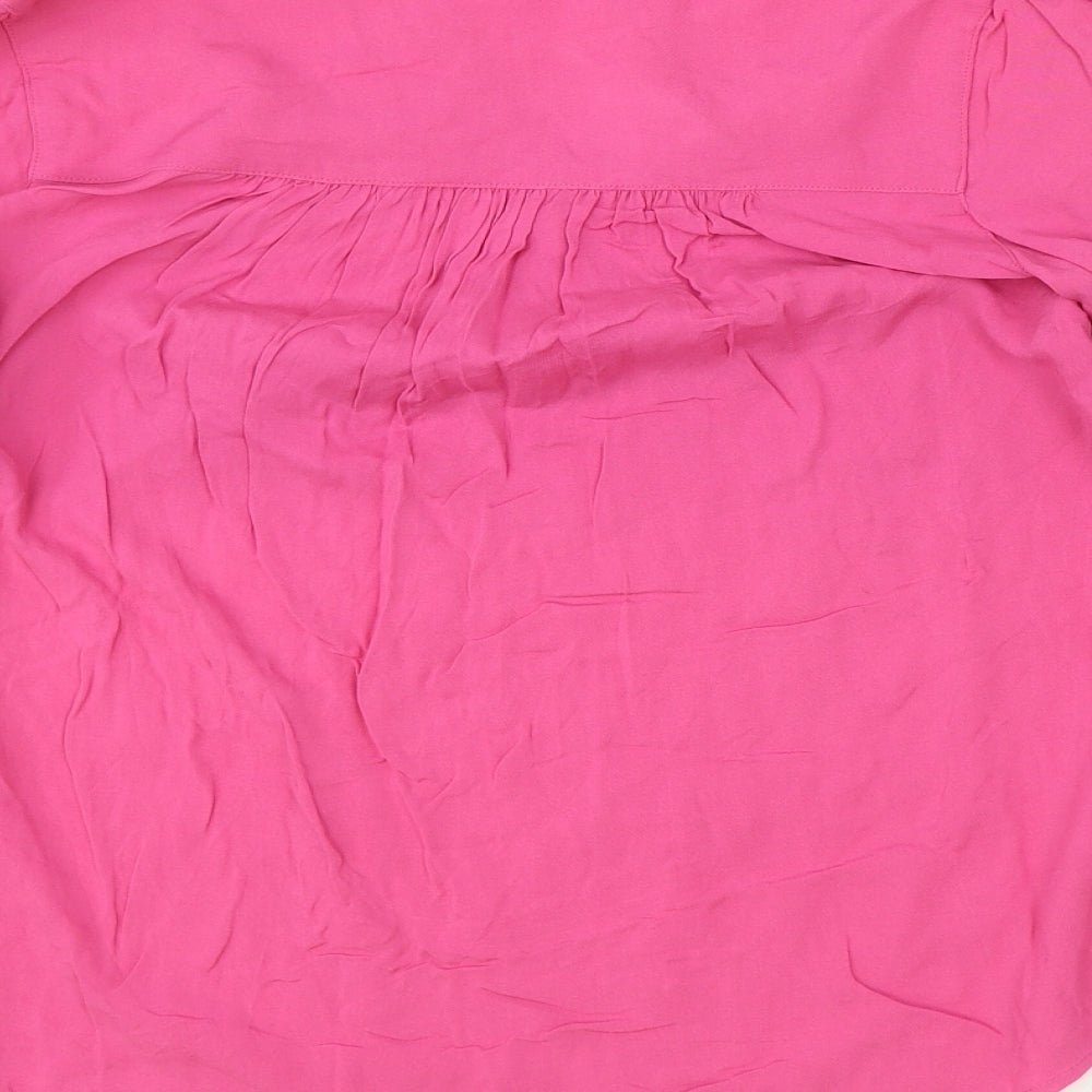 Marks & Spencer Womens Pink Viscose Basic Blouse Size 6 V-Neck