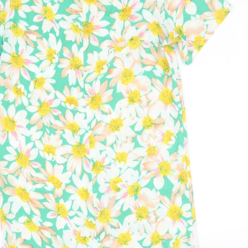 Dolls Paris Womens Multicoloured Geometric Polyester A-Line Size M Round Neck Zip