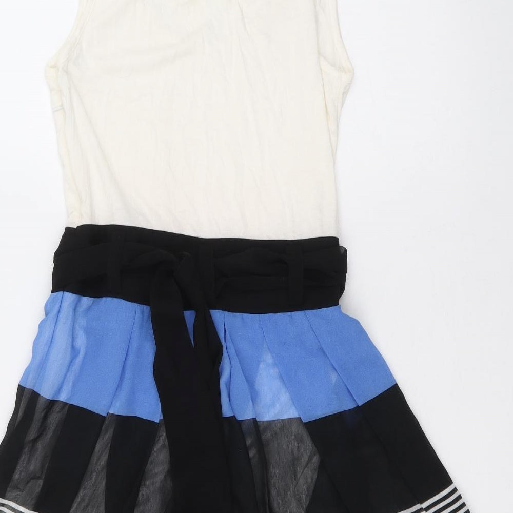 Urban Bliss Womens Multicoloured Colourblock Viscose Trapeze & Swing Size 8 Scoop Neck Zip