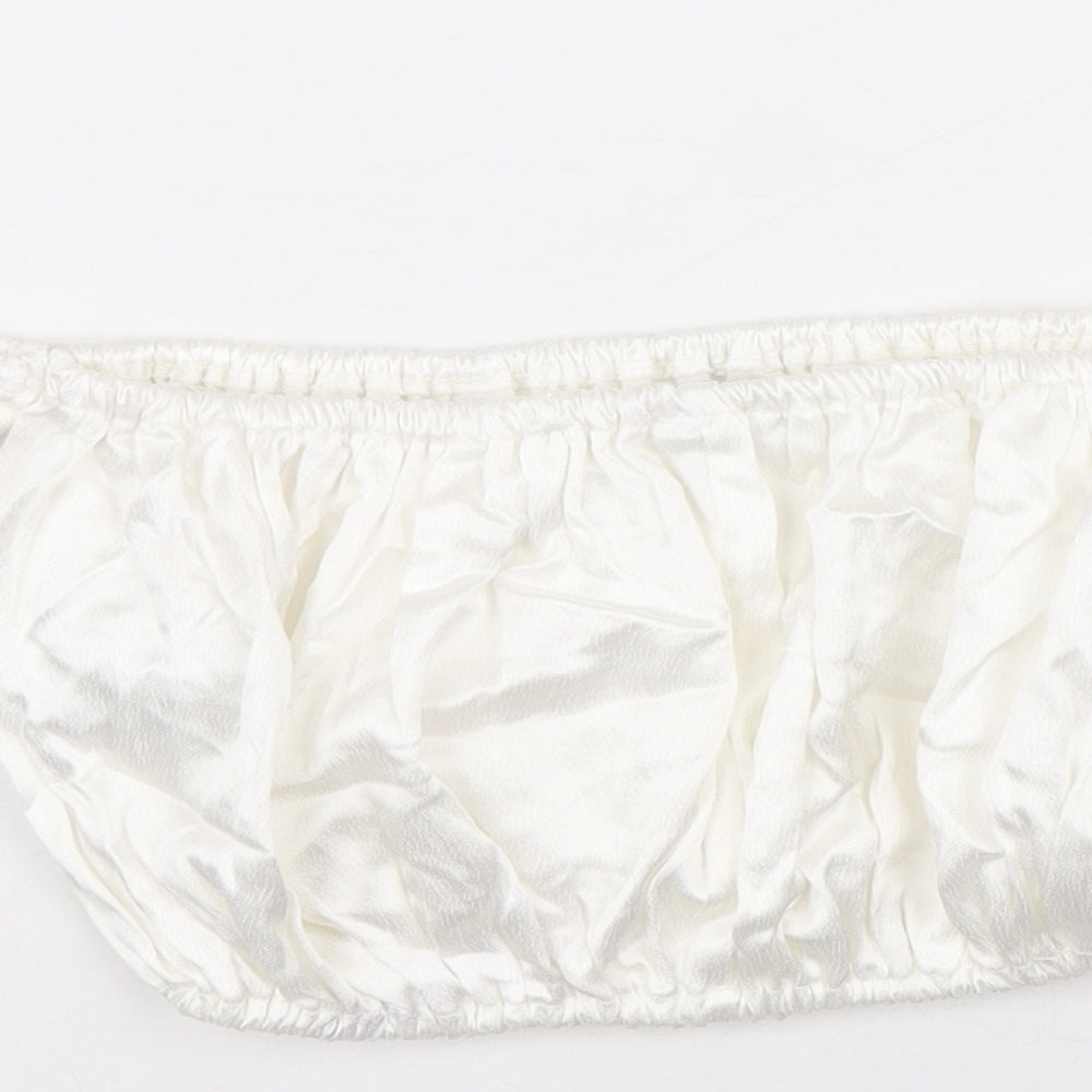 Zara Womens White Viscose Cropped Blouse Size M Off the Shoulder - Bardot