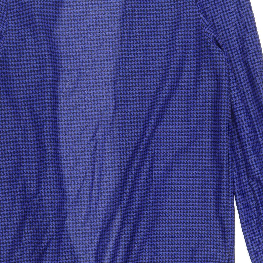 Preworn Womens Blue Polyester Kimono Blouse Size 14 Round Neck