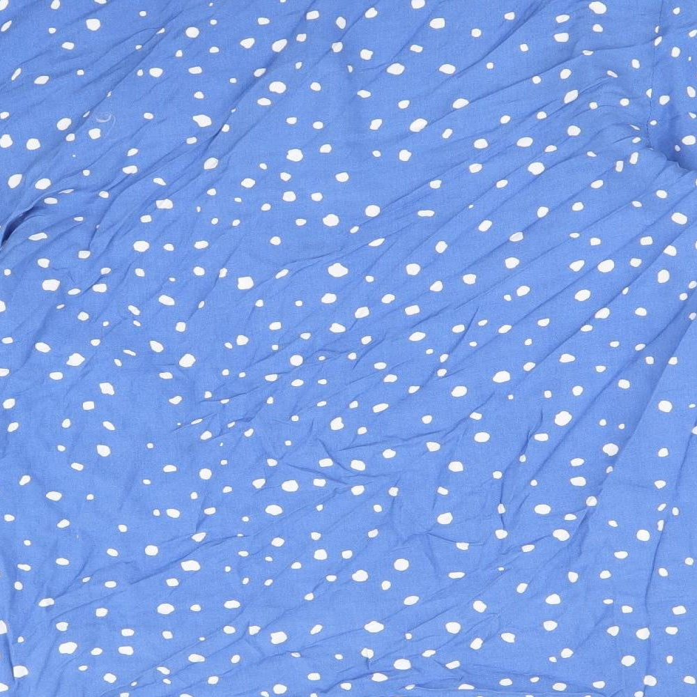 Preworn Womens Blue Geometric Viscose Basic Button-Up Size S Round Neck