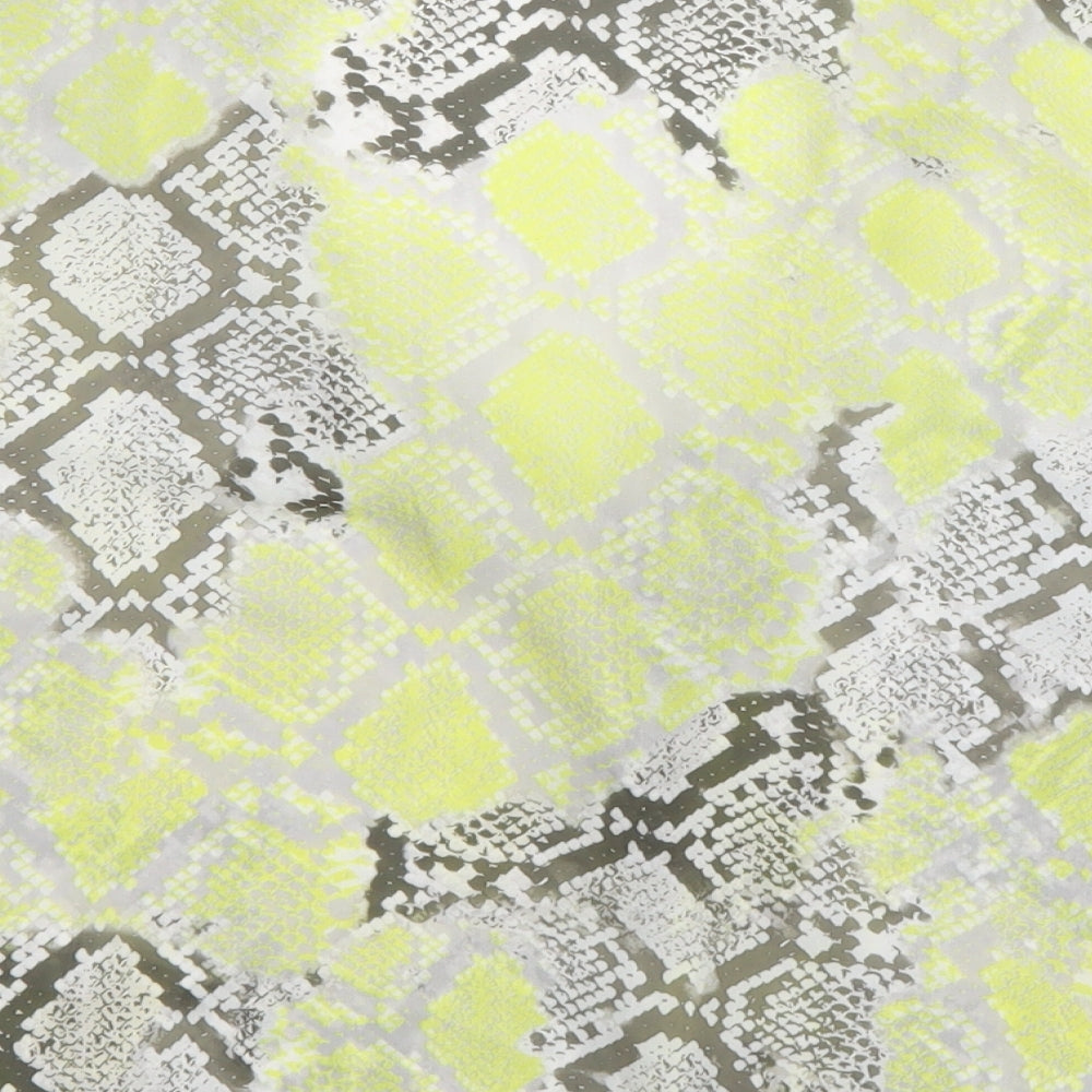 New Look Womens Yellow Animal Print Polyester Basic Button-Up Size 8 V-Neck - Snake Print