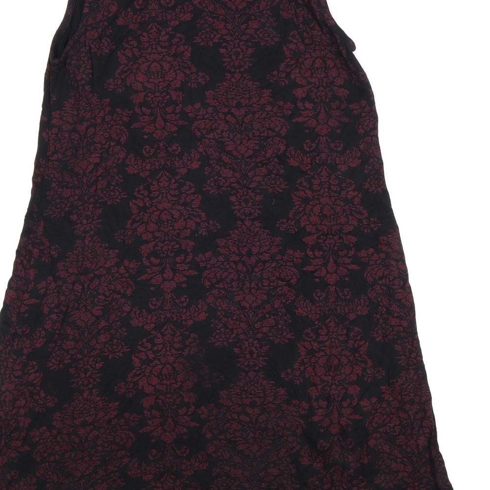 Therapy Womens Red Geometric Viscose A-Line Size XS Mock Neck Pullover