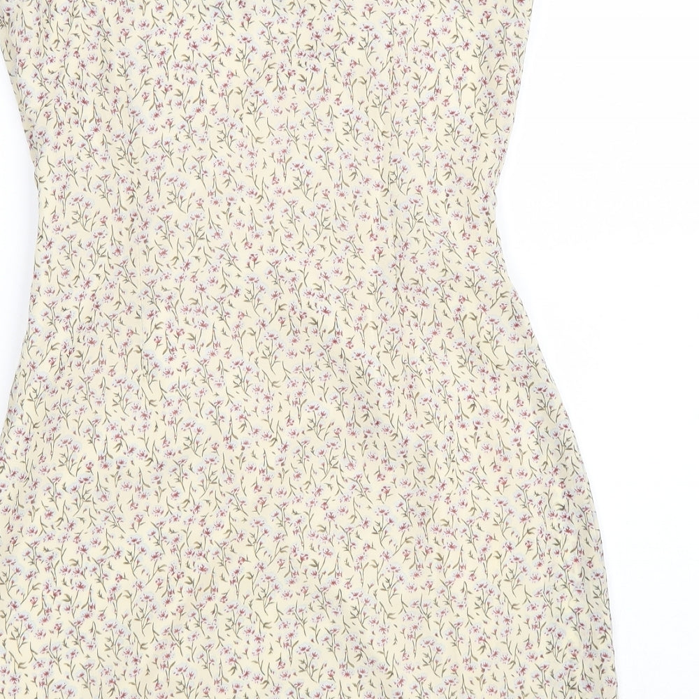 Nasty Gal Womens Beige Geometric Polyester Shift Size 6 Square Neck Zip