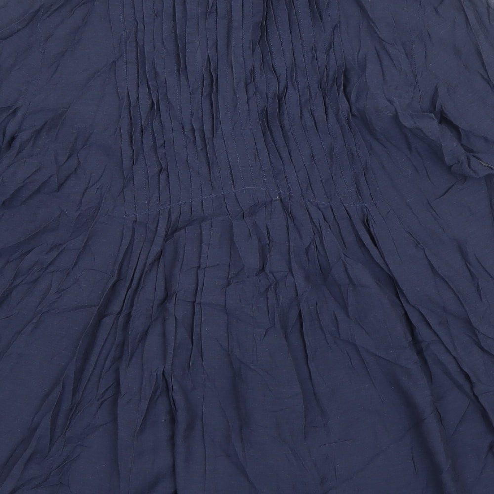 Lux Womens Blue Cotton Basic Blouse Size S V-Neck