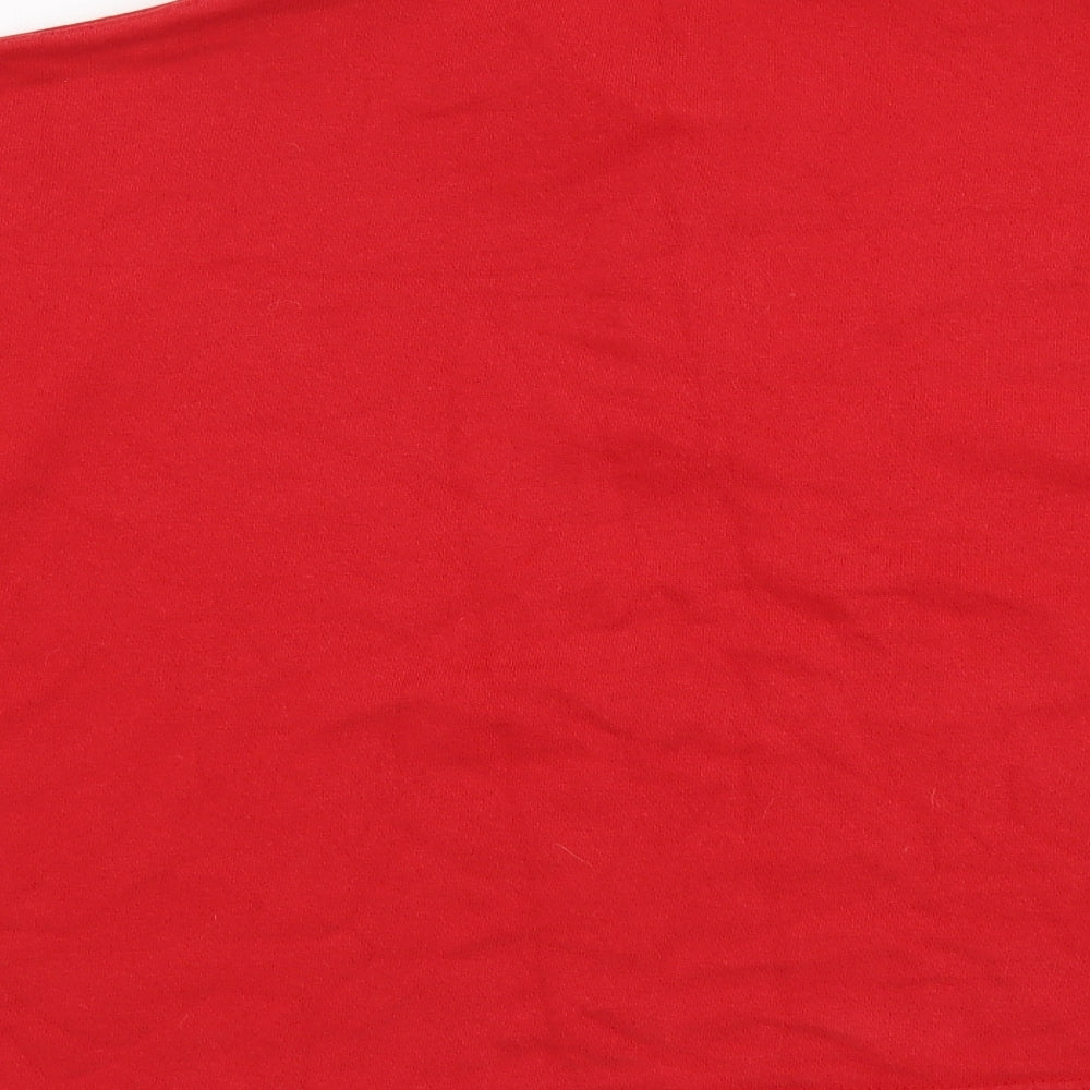 Pull&Bear Womens Red Cotton Pullover Sweatshirt Size XL Button