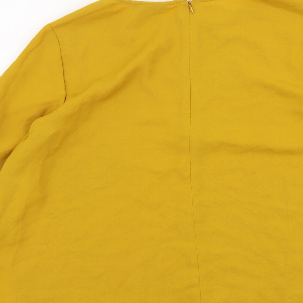 Topshop Womens Yellow Polyester Basic T-Shirt Size 10 Round Neck