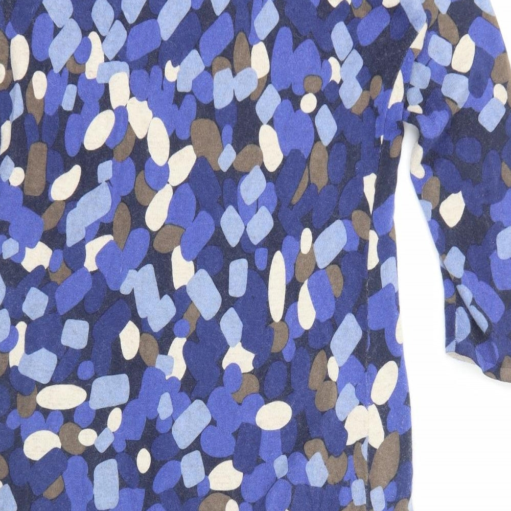 Country Casuals Womens Blue Geometric Cotton Jumper Dress Size M Round Neck Pullover