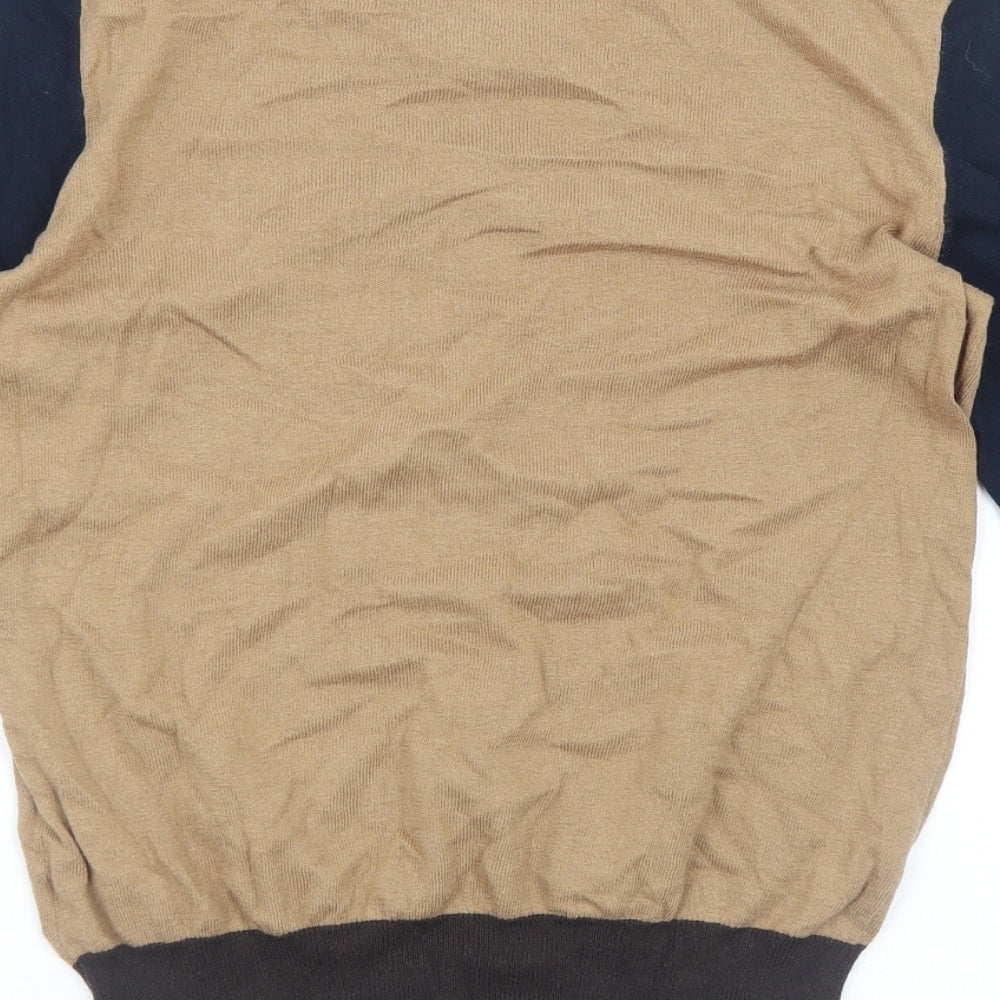 NEXT Womens Brown Scoop Neck Acrylic Pullover Jumper Size 10 - Colourblock