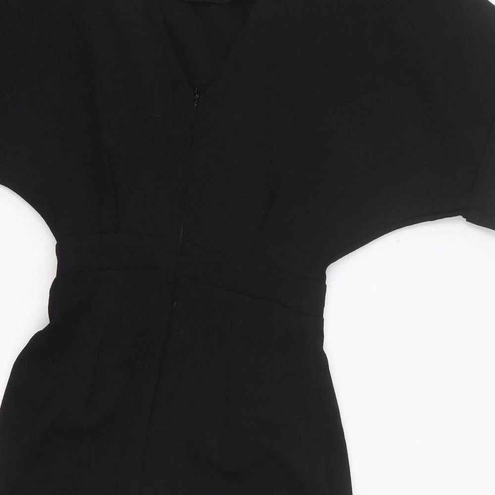 ASOS Womens Black Polyester A-Line Size 8 Scoop Neck Zip