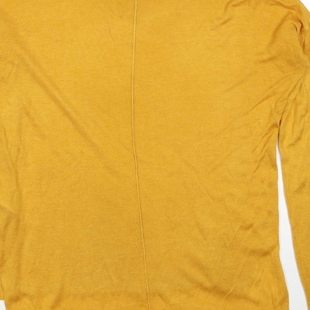 New Look Womens Yellow Boat Neck Acrylic Pullover Jumper Size 6