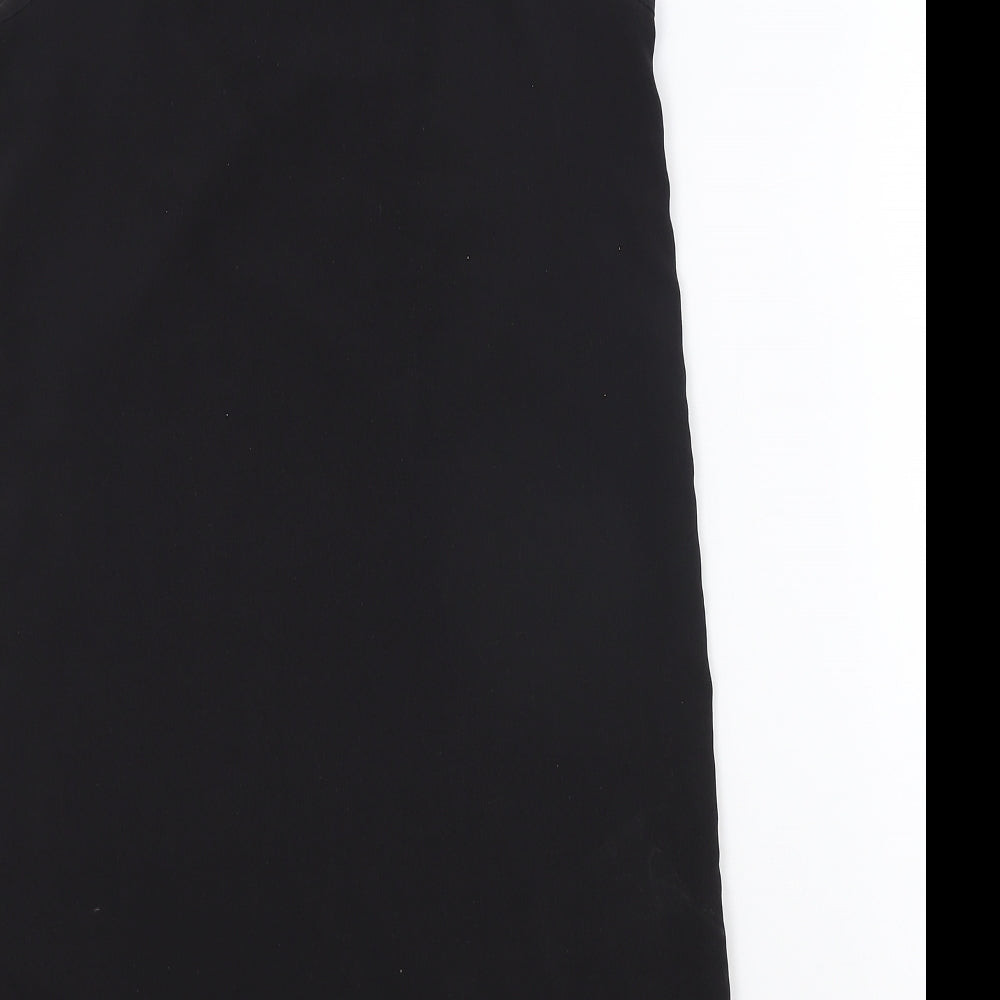 Topshop Womens Black Geometric Polyester Basic Tank Size 8 Round Neck