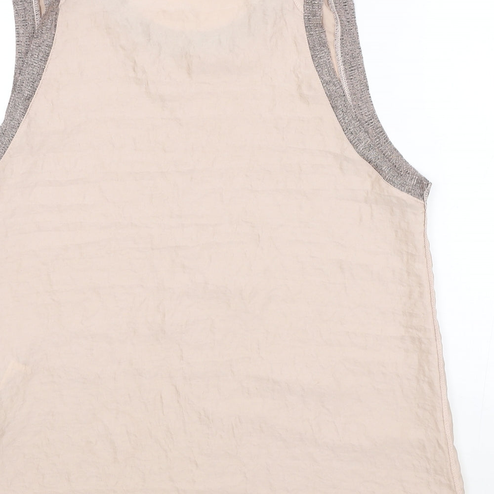 Zara Womens Pink Polyester Basic Tank Size L Round Neck