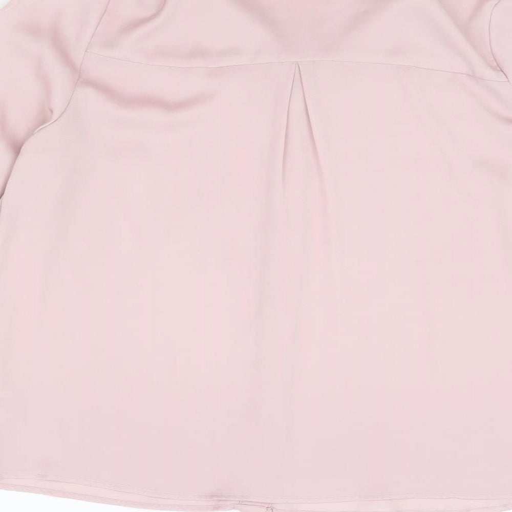 Very Womens Pink Polyester Basic Button-Up Size 14 V-Neck
