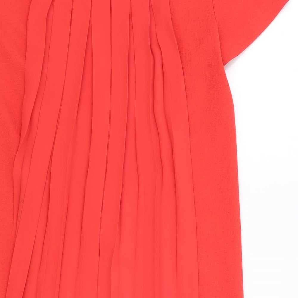 Zara Womens Red Polyester A-Line Size XS Round Neck Zip