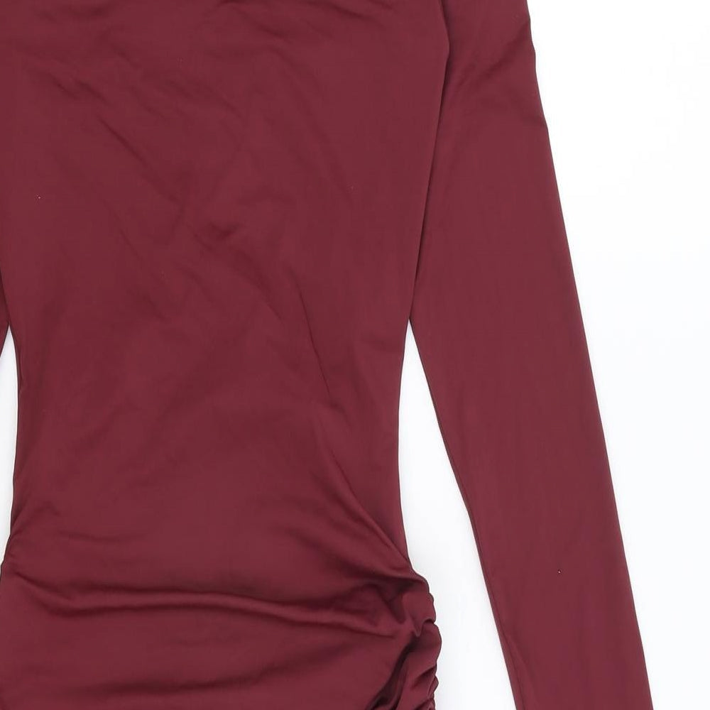 Meshki Womens Purple Polyester Bodycon Size XS Round Neck Pullover