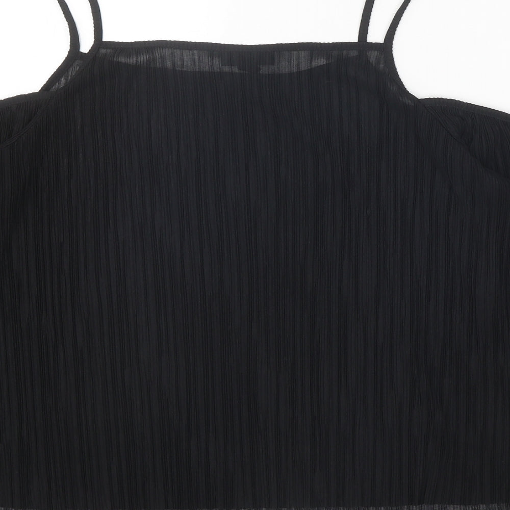 Topshop Womens Black Polyester Basic Blouse Size 12 Square Neck