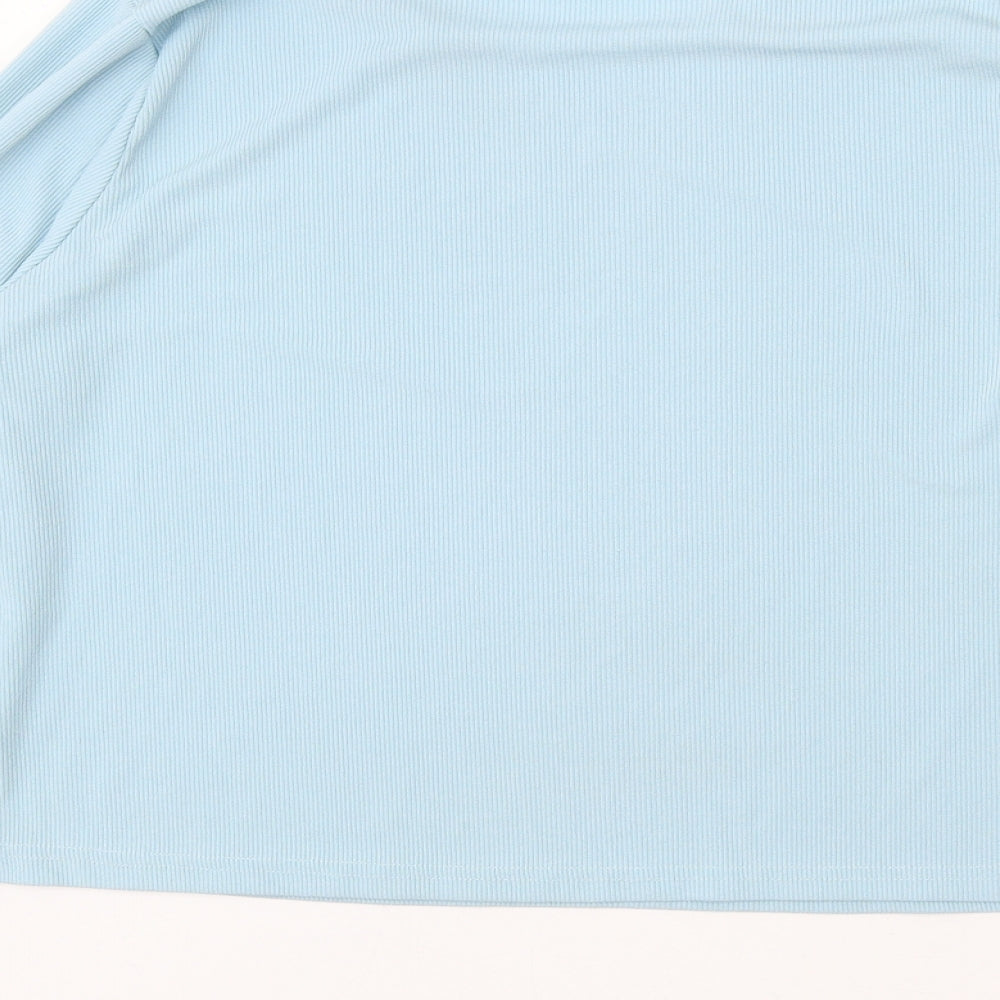 In the Style Womens Blue Cotton Basic Blouse Size 14 Round Neck