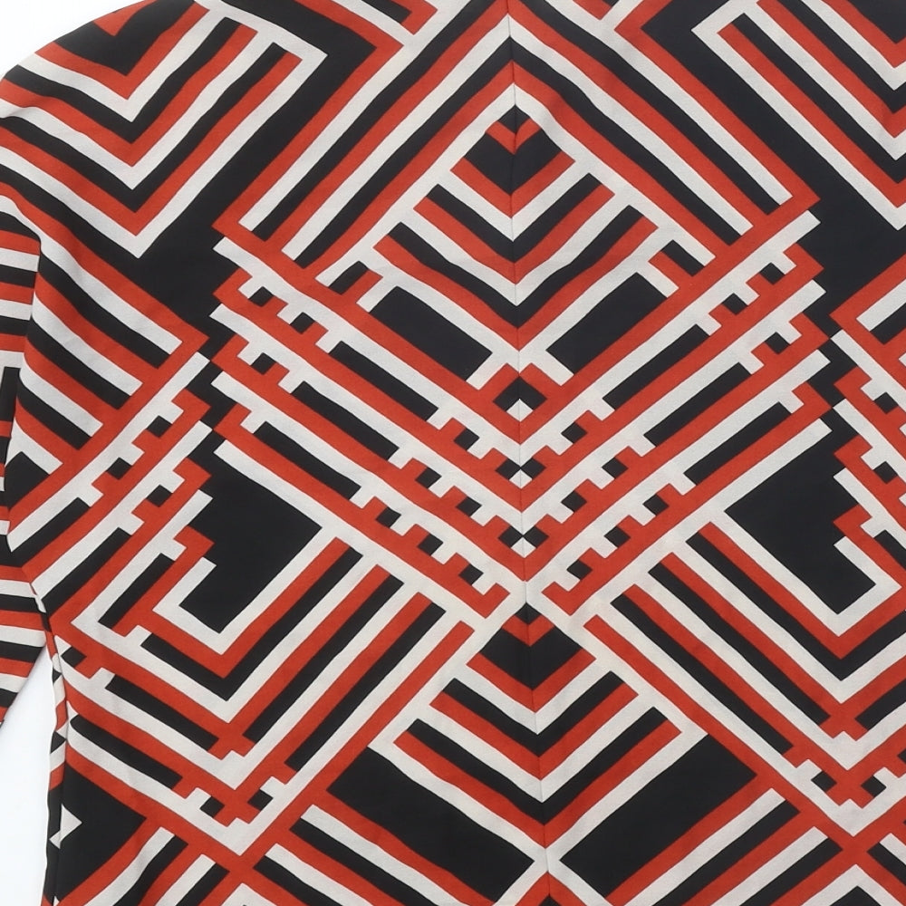 Principles Womens Black Geometric Polyester Basic Blouse Size S Round Neck