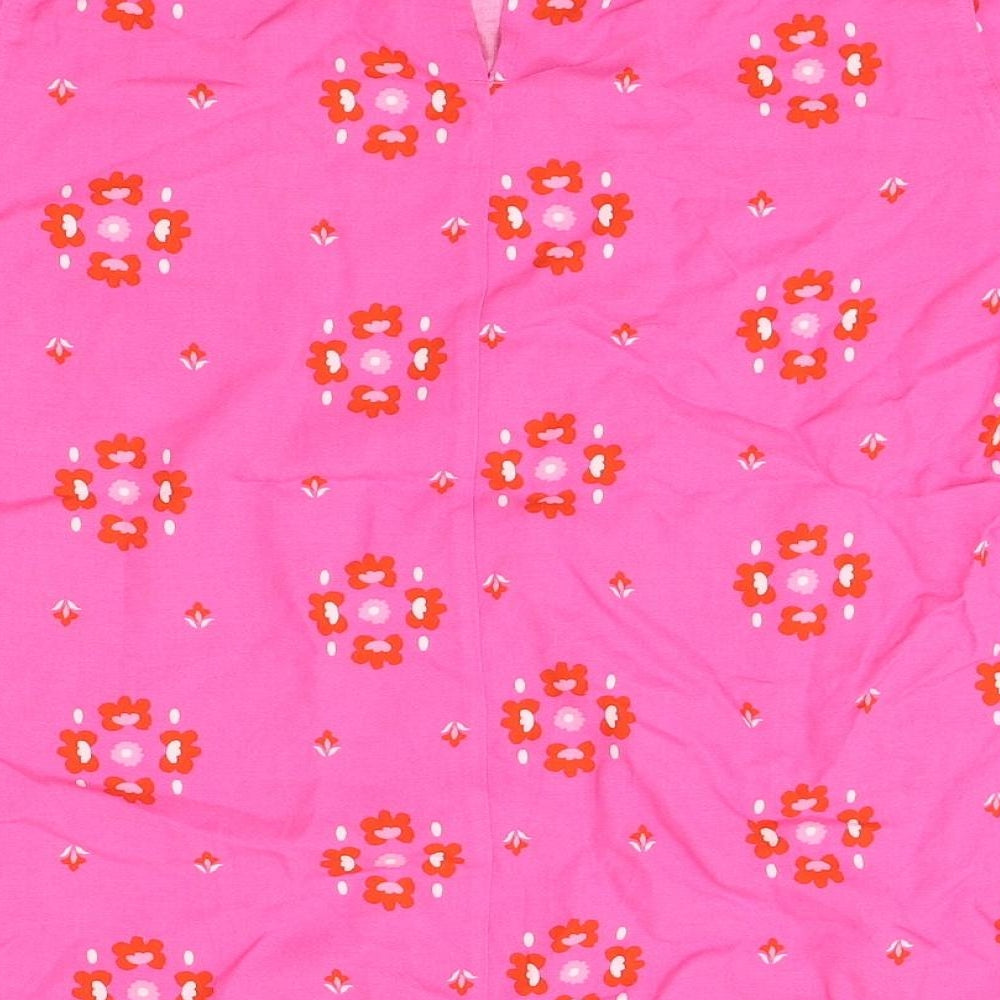 Marks & Spencer Womens Pink Geometric Viscose Basic Blouse Size 12 Round Neck