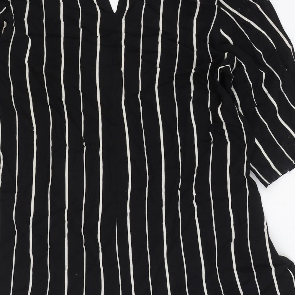 ASOS Womens Black Striped Polyester Playsuit One-Piece Size 12 Button