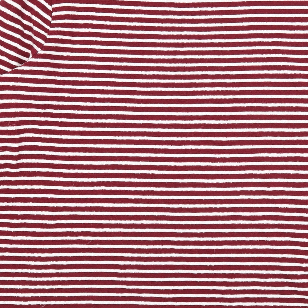 Marks & Spencer Womens Purple Round Neck Striped Cotton Pullover Jumper Size 14