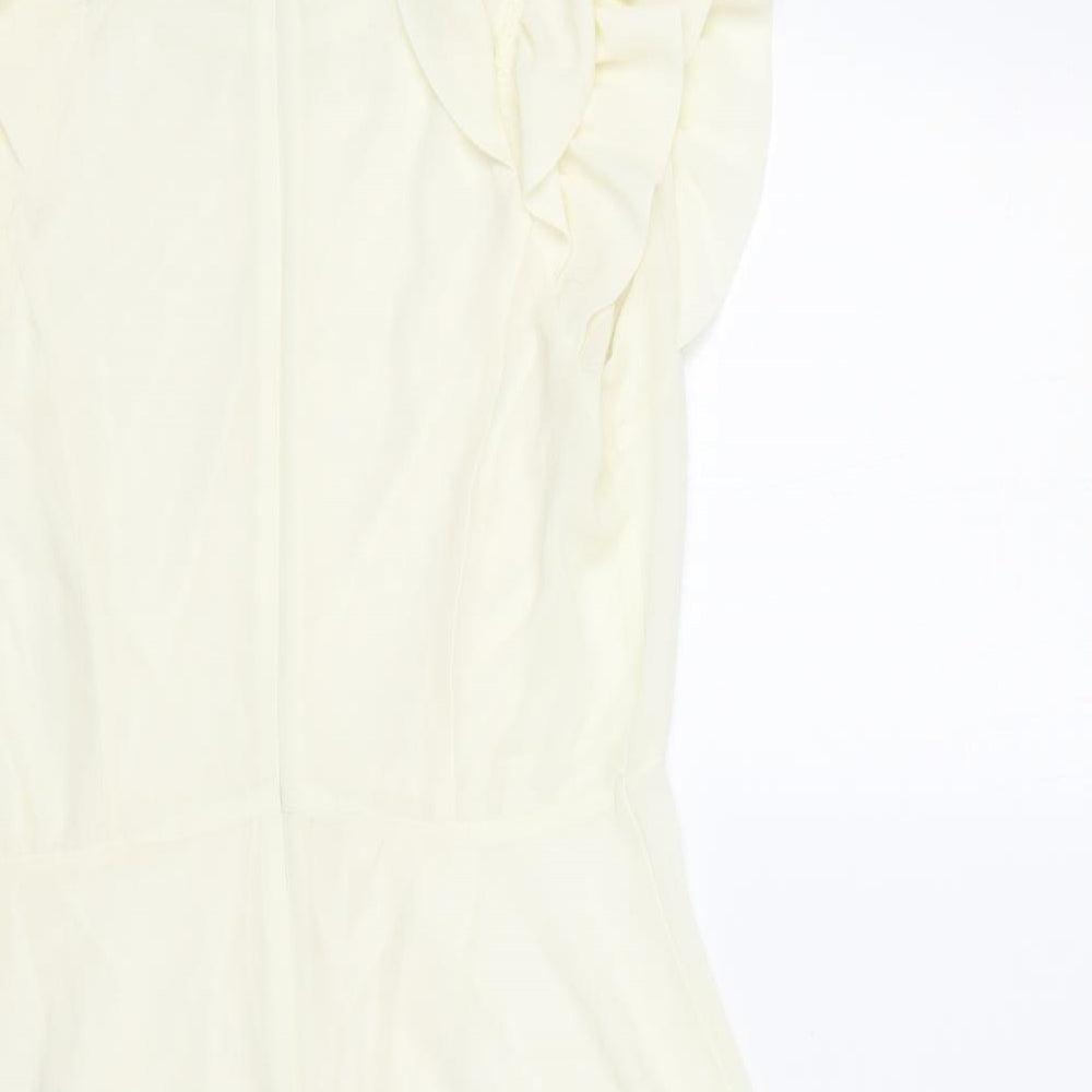 Jumpo Womens Ivory Polyester A-Line Size 12 Round Neck Zip