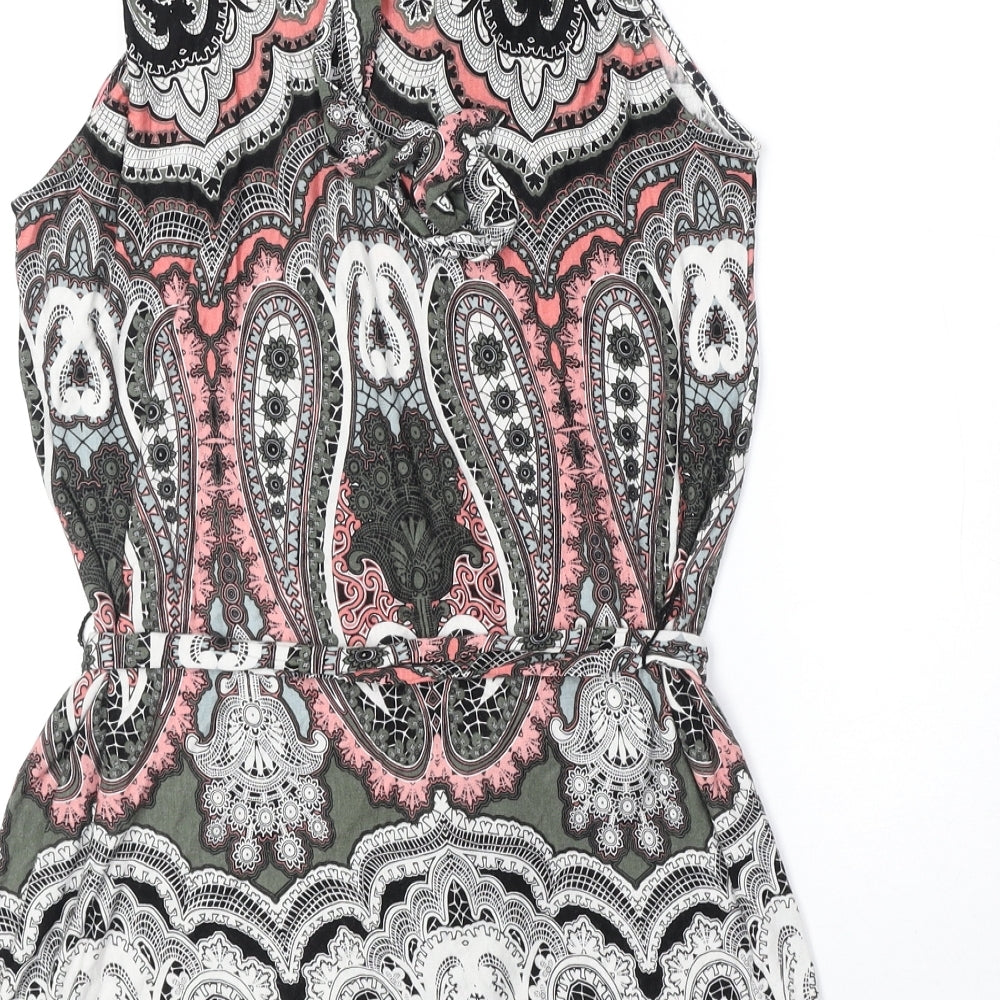 Monsoon Womens Multicoloured Paisley Viscose Basic Blouse Size 6 Scoop Neck