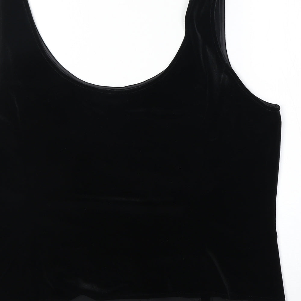Marks & Spencer Womens Black Polyester Basic Tank Size 18 Round Neck
