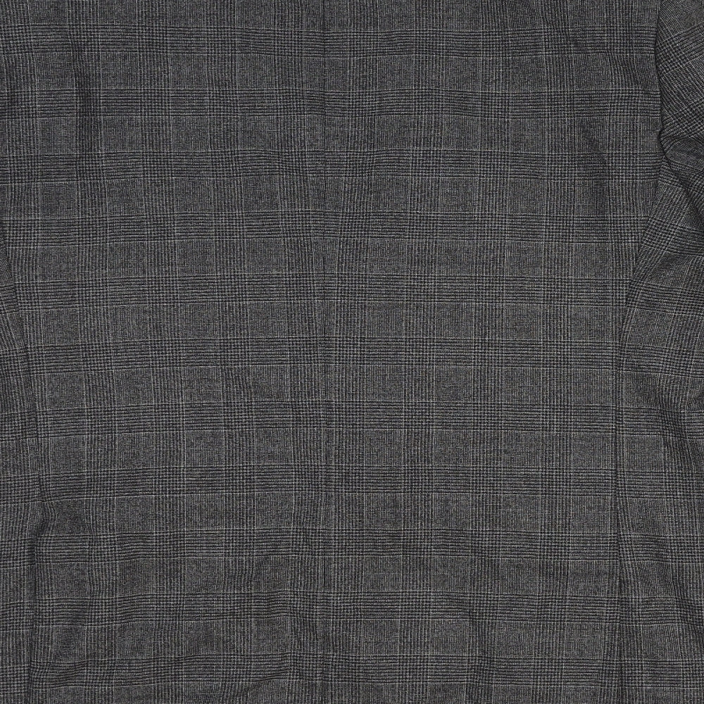 Marks and Spencer Mens Grey Plaid Wool Jacket Blazer Size L Regular