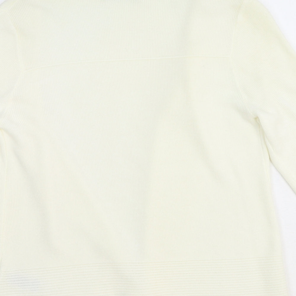 Marks and Spencer Womens White V-Neck Acrylic Cardigan Jumper Size 12