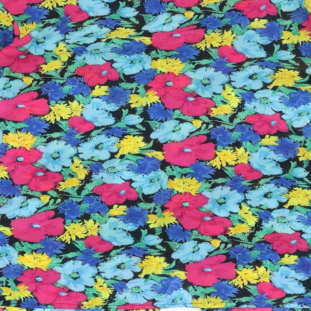 Foxy Lady Womens Multicoloured Floral Polyester Basic Button-Up Size 12 Collared
