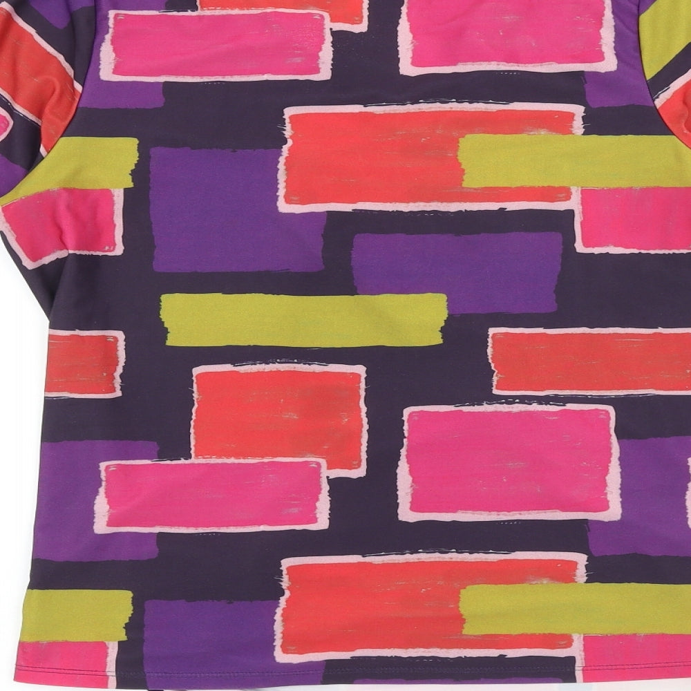 Kaleidoscope Womens Multicoloured Geometric Viscose Basic Blouse Size 12 V-Neck