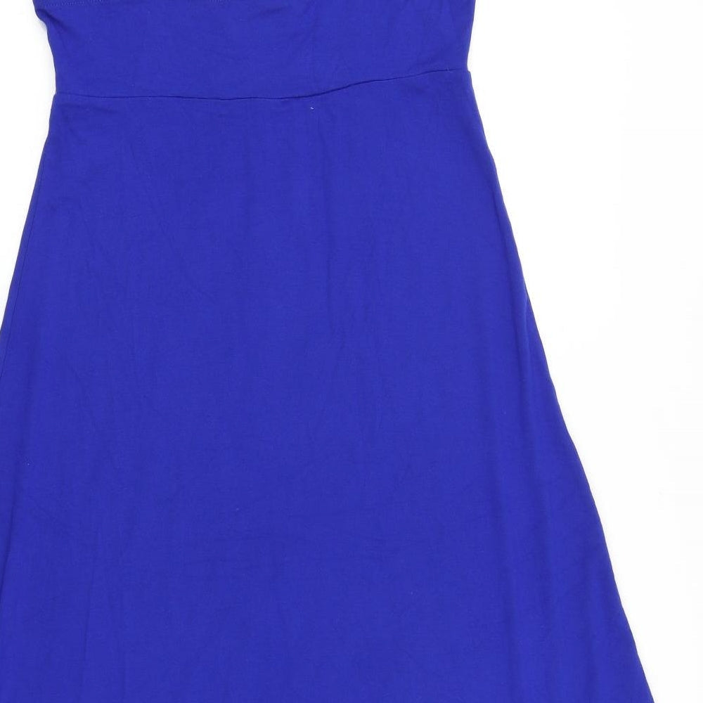 Kenar Womens Blue 100% Cotton Trapeze & Swing Size M V-Neck Pullover