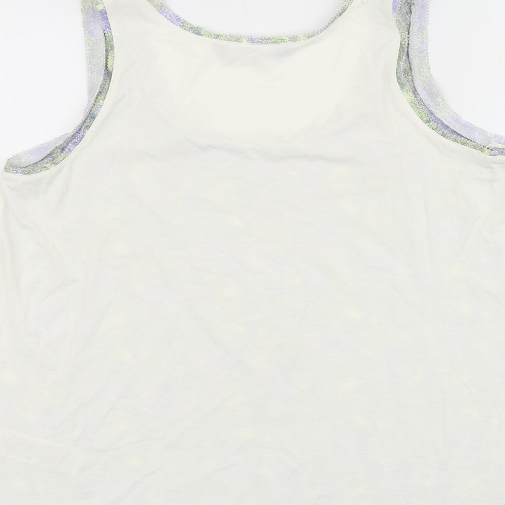 Marks & Spencer Womens Multicoloured Geometric Viscose Basic Tank Size 6 Scoop Neck