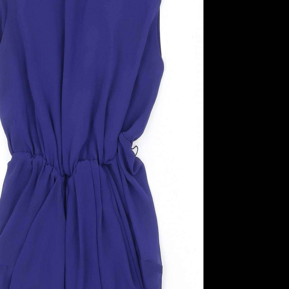 ASOS Womens Blue Polyester Fit & Flare Size 12 V-Neck Pullover