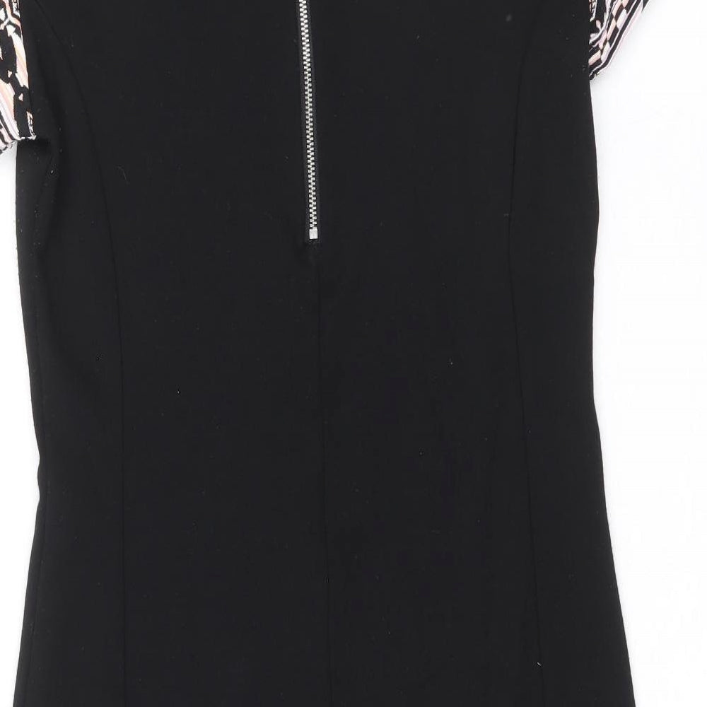 VILA Womens Multicoloured Geometric Polyester A-Line Size M Round Neck Zip