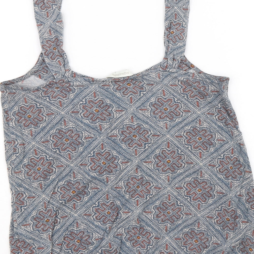 Monsoon Womens Multicoloured Geometric Viscose Basic Tank Size 10 Round Neck