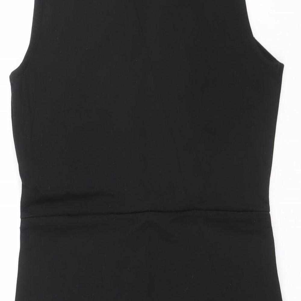Topshop Womens Black Polyamide A-Line Size 10 Round Neck Pullover