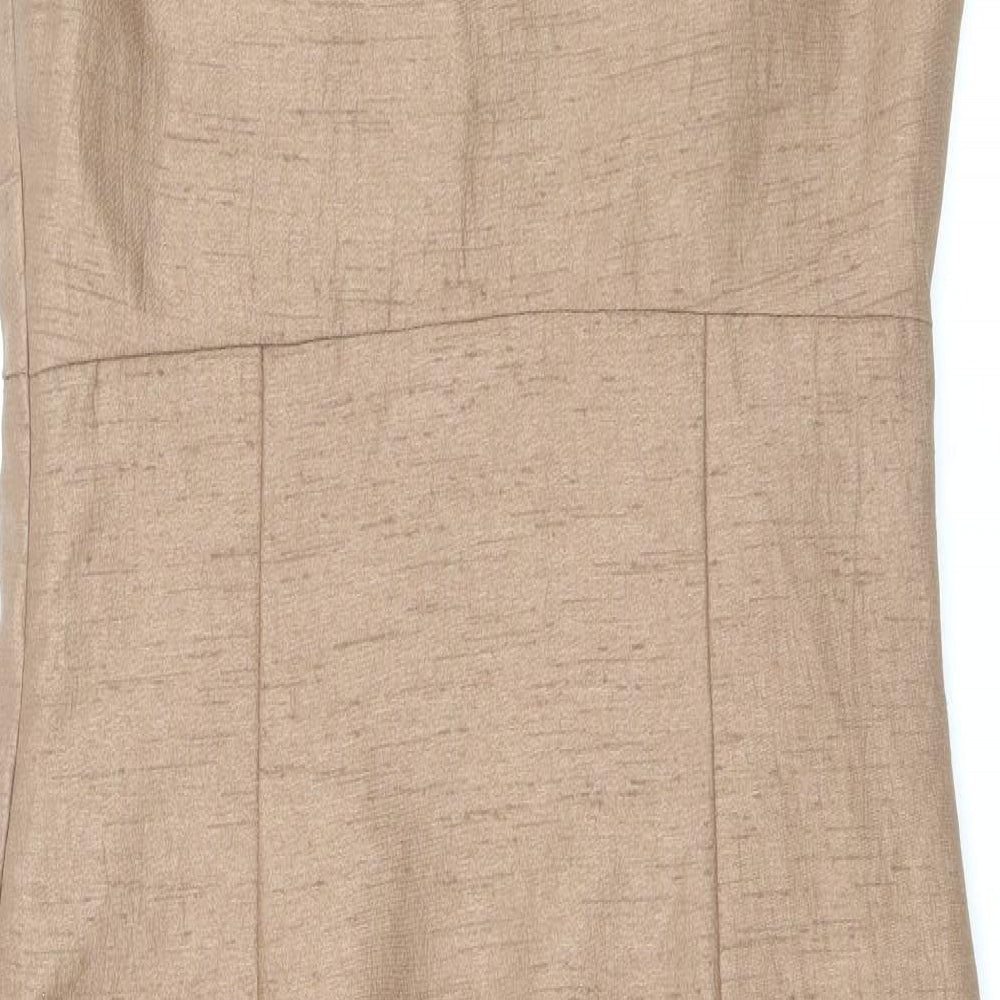 NEXT Womens Brown Polyester Sheath Size 8 Scoop Neck Zip