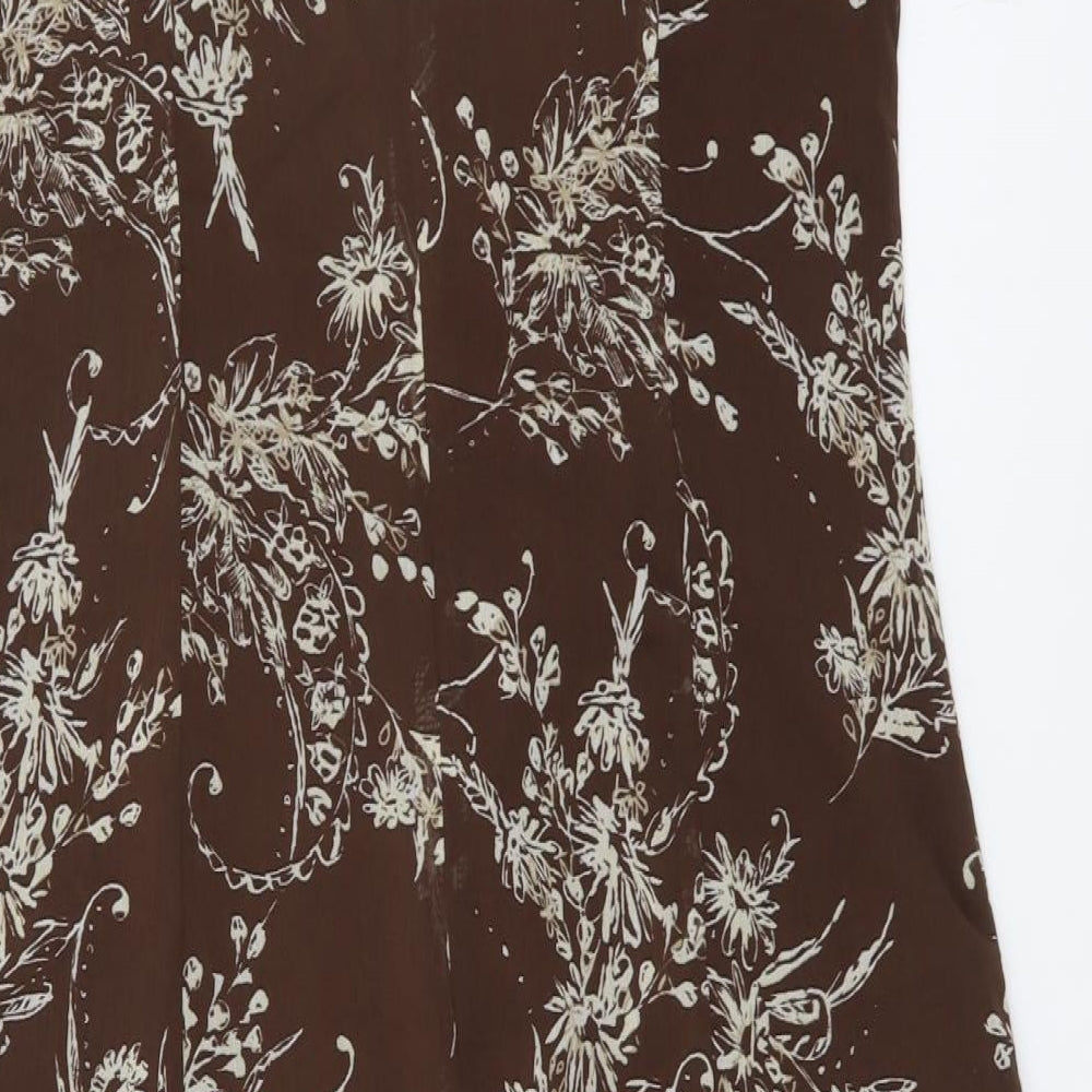 Studio Womens Brown Floral Polyester Trapeze & Swing Size 12 Round Neck Zip