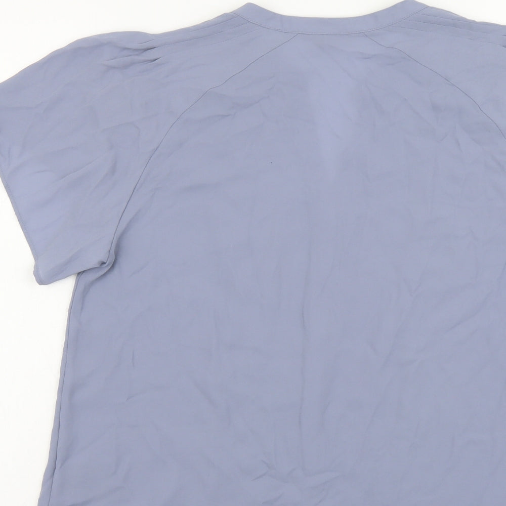 H&M Womens Blue Polyester Basic Blouse Size M V-Neck
