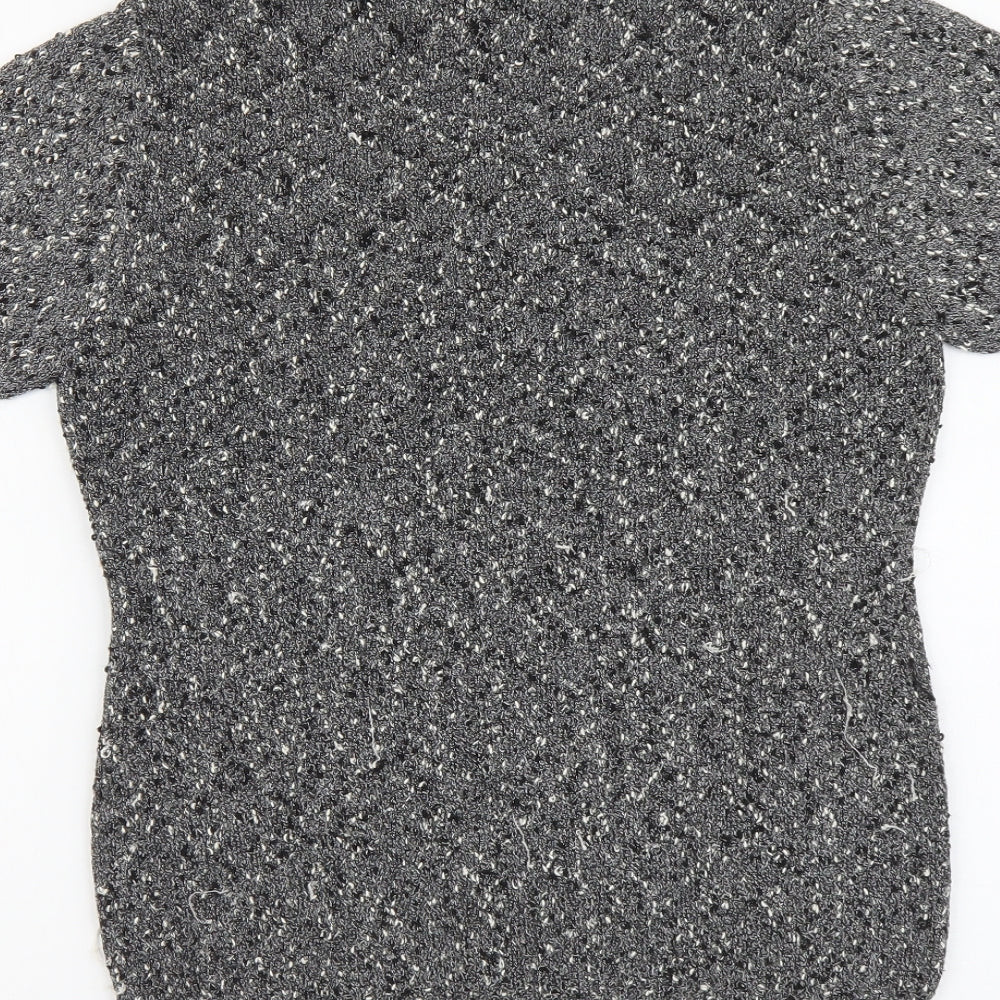 Planet Womens Grey Polyester Basic T-Shirt Size M High Neck