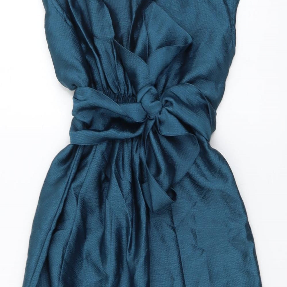 H&M Womens Blue Polyester Ball Gown Size 8 Scoop Neck Pullover