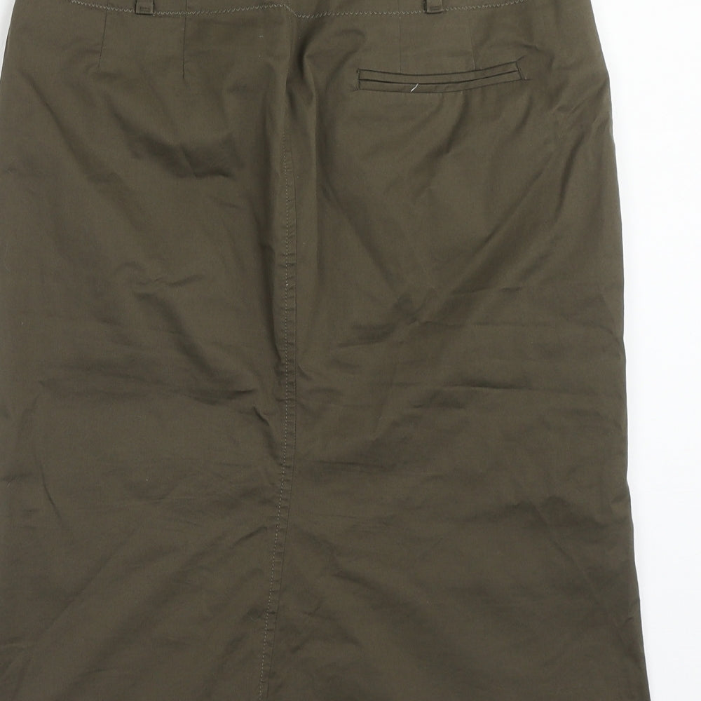 Uniqlo Womens Green Cotton Straight & Pencil Skirt Size 10 Zip